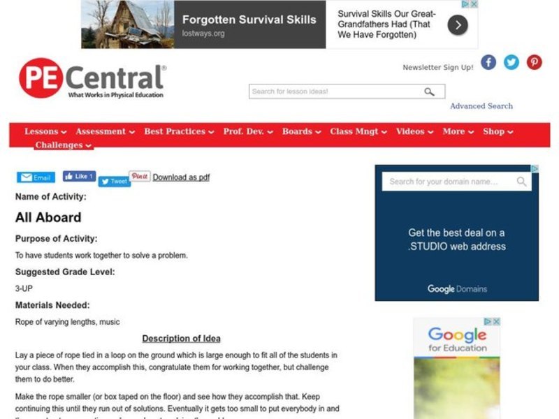 All Aboard Lesson Plan