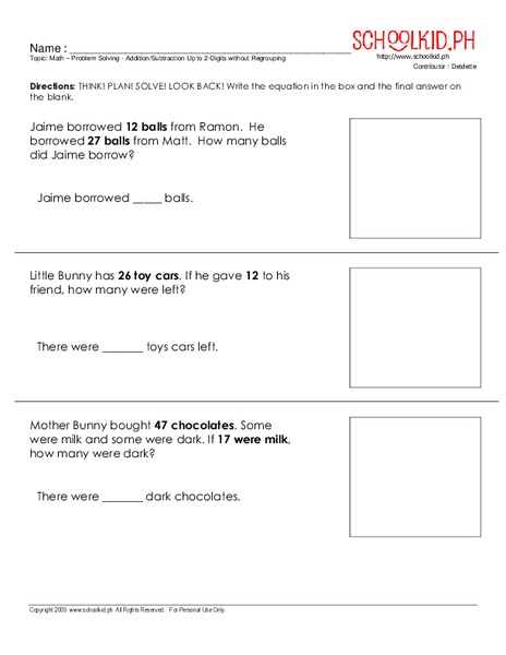 Solving Word Problems Worksheet