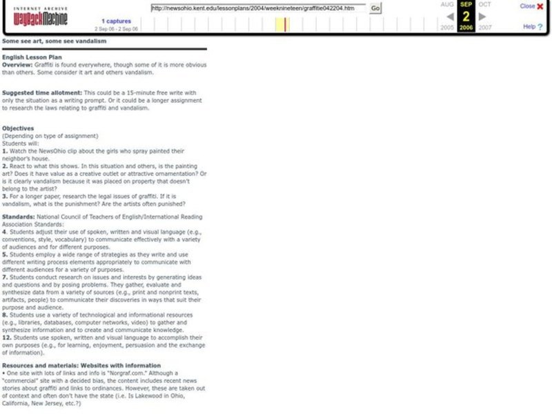 Some see art, some see vandalism Lesson Plan