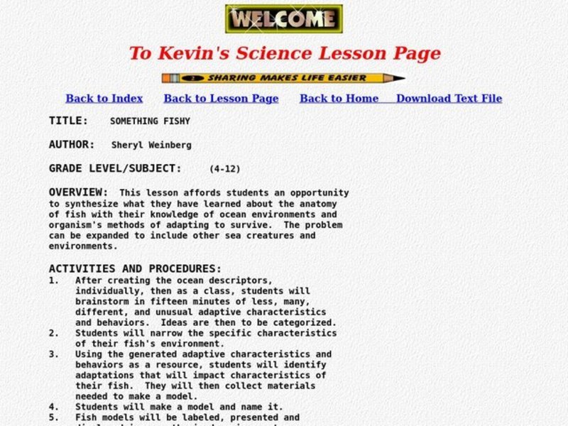 Something Fishy Lesson Plan