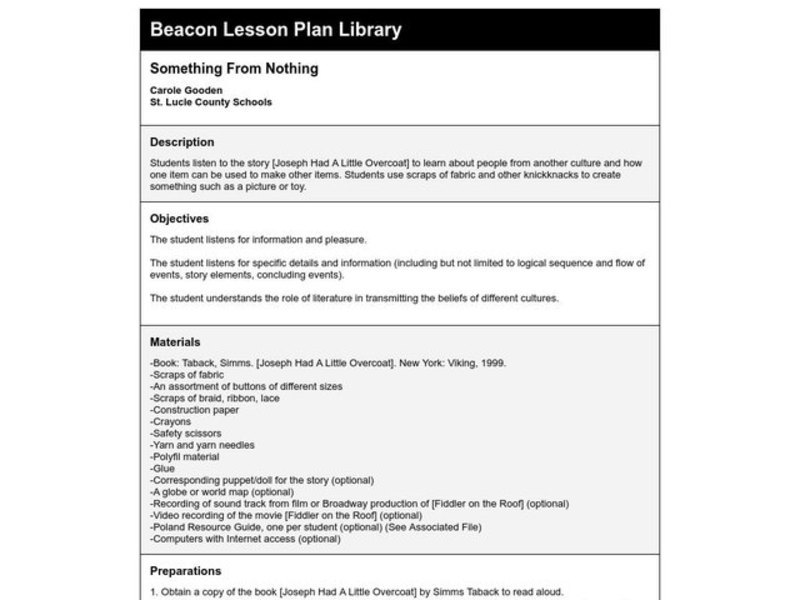 Something From Nothing Lesson Plan