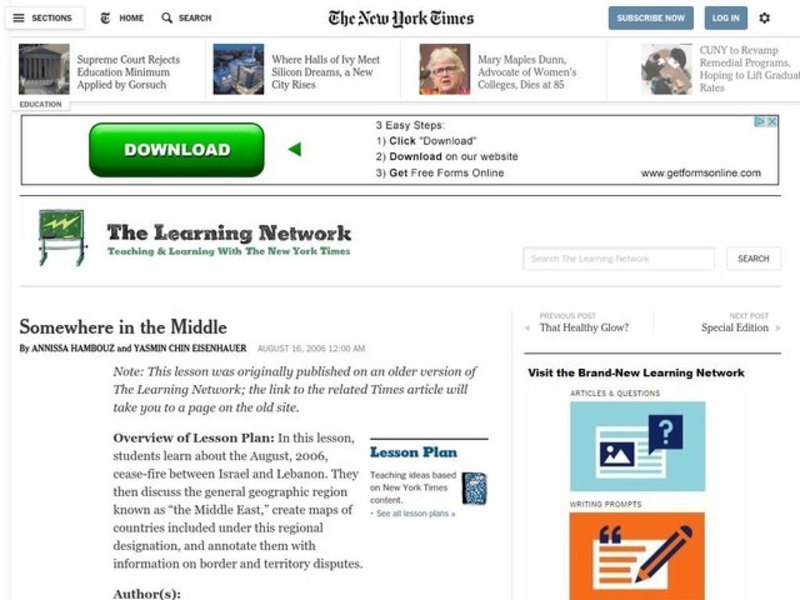 Somewhere in the Middle Lesson Plan