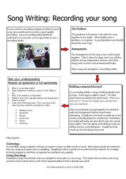 Song Writing: Recording Your Song Writing