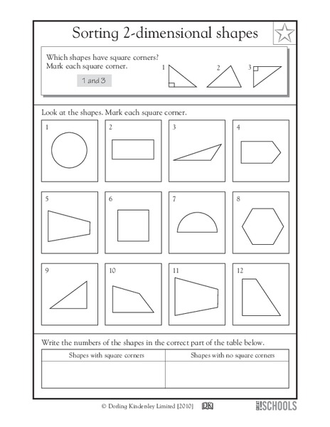 Sorting 2-Dimensional Shapes Worksheet