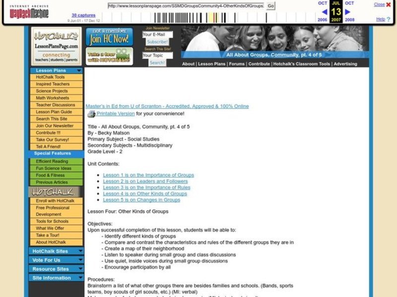 All About Groups & Community Lesson Plan