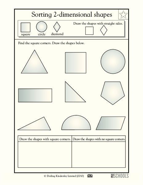 Sorting 2-Dimensional Shapes Worksheet