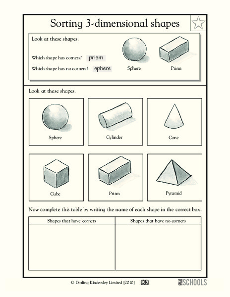 Sorting 3-Dimensional Shapes Worksheet