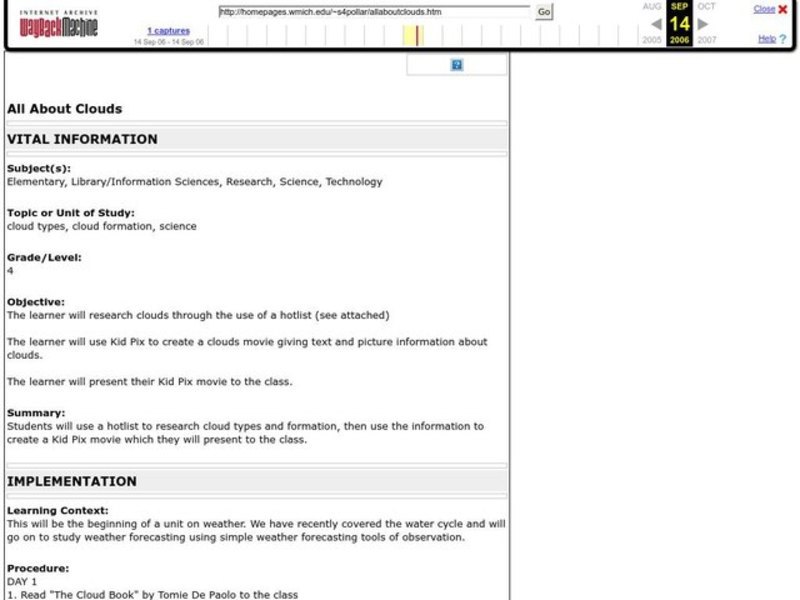 All About Clouds Lesson Plan