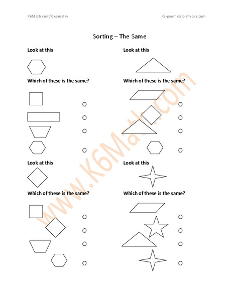 Sorting-The Same Worksheet