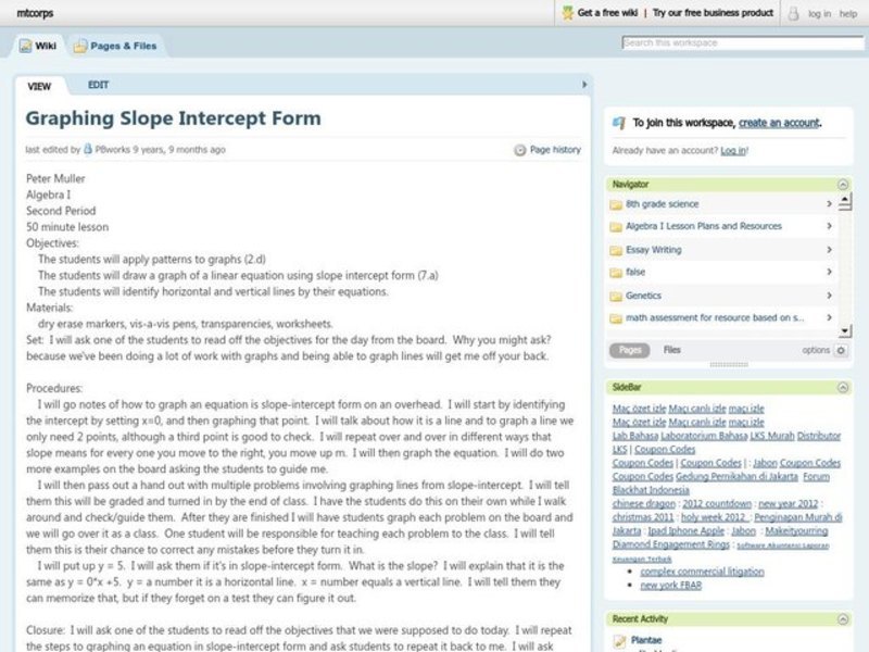 Algebra: Linear Equations Lesson Plan