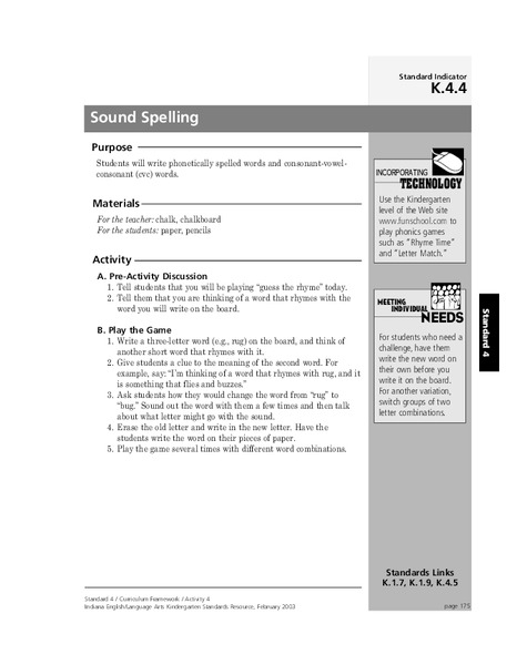 Sound Spelling Lesson Plan