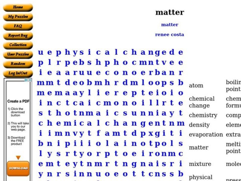 All About Matter Worksheet