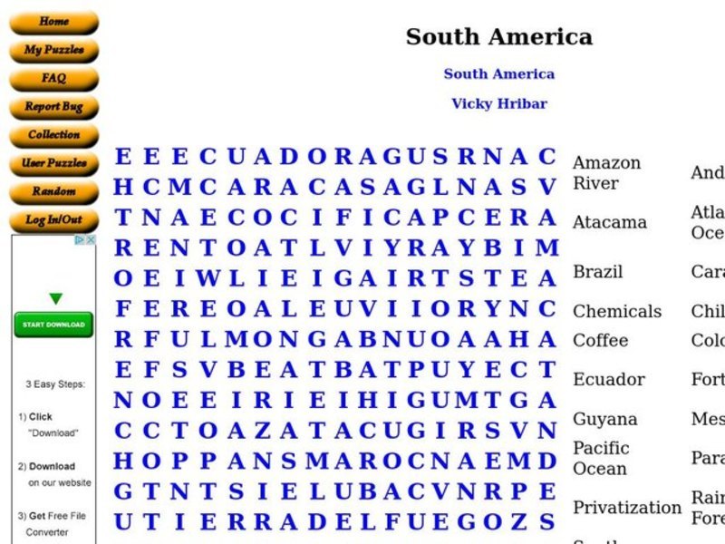 South America Worksheet