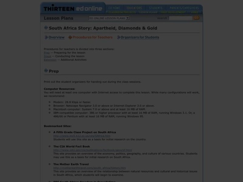 South Africa Story: Apartheid, Diamonds & Gold Lesson Plan