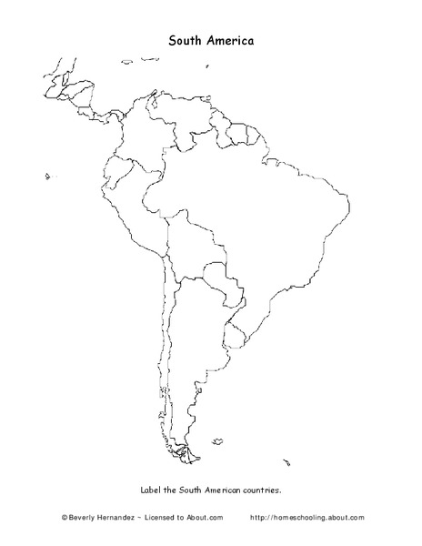South America Map Worksheet