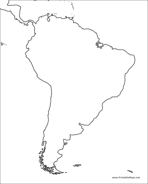 South America Outline Map Organizer