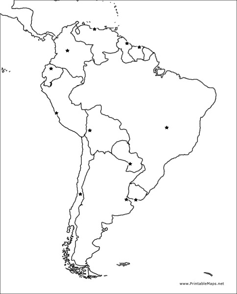 South America Outline Map Organizer