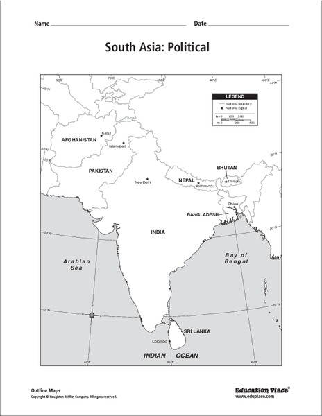 South Asia: Political Map Organizer