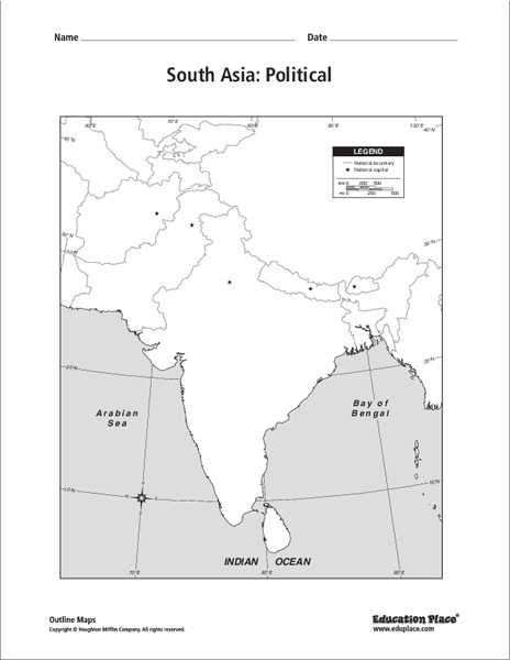 South Asia: Political Map Organizer