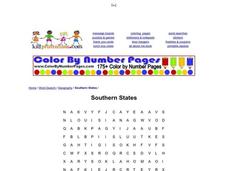 Southern States Word Search Worksheet