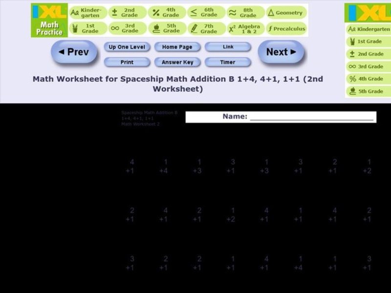 Spaceship Math Addition B Worksheet