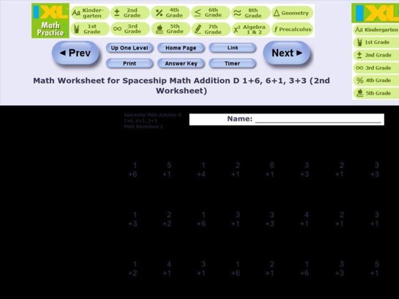 Spaceship Math Addition D Worksheet