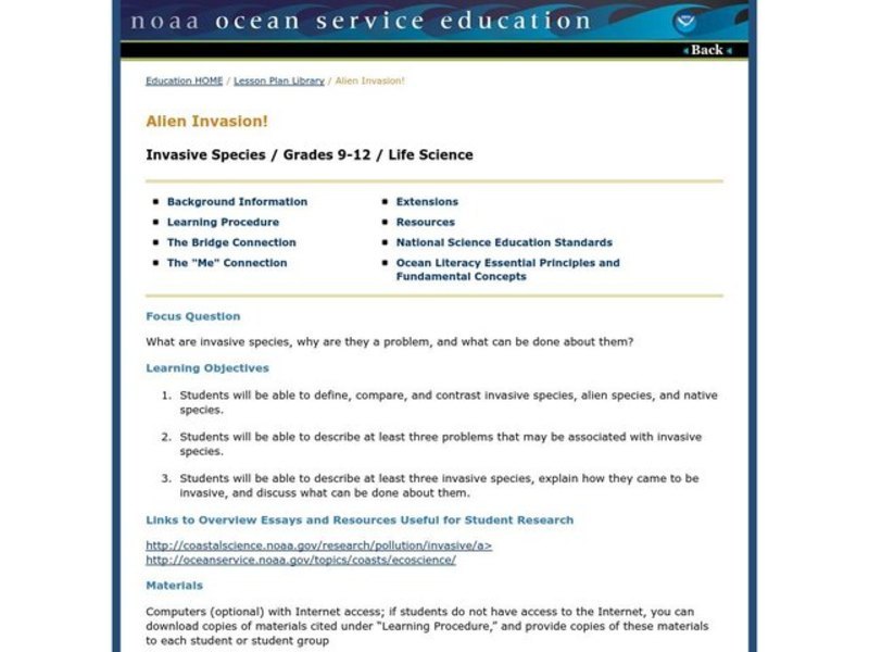 Alien Invasion Lesson Plan