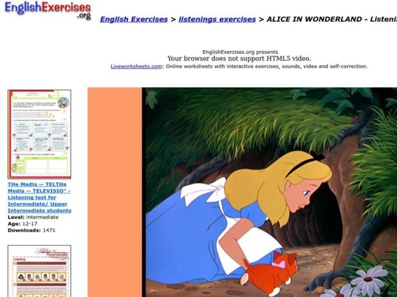 Alice in Wonderland Worksheet