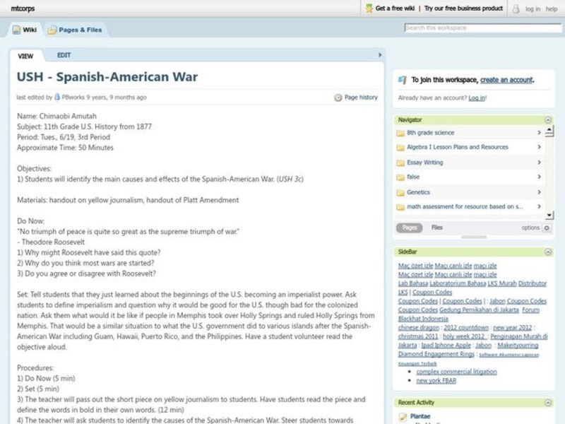 Spanish-American War Lesson Plan