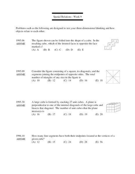 Spatial Relations - Week 9 Lesson Plan