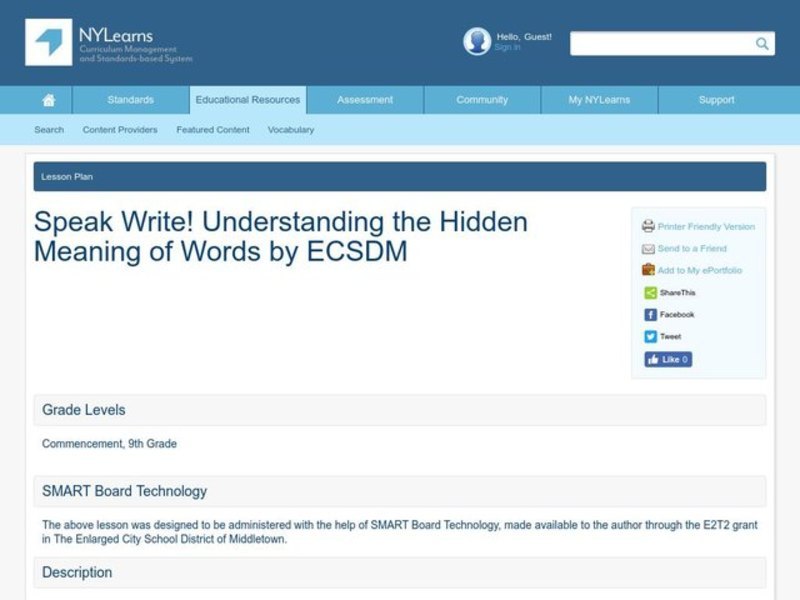 Speak Write! Understanding the Hidden Meaning of Words Lesson Plan