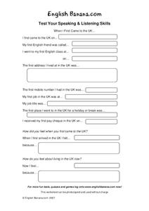 Speaking and Listening Skills Worksheet