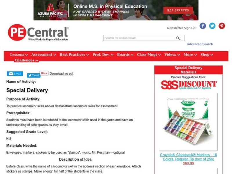 Special Delivery Lesson Plan