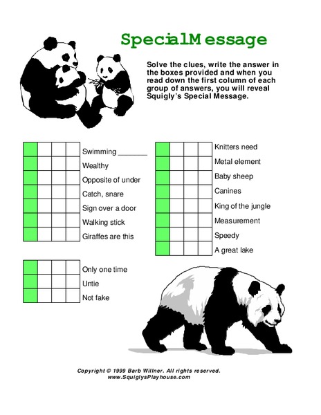 Special Message Worksheet