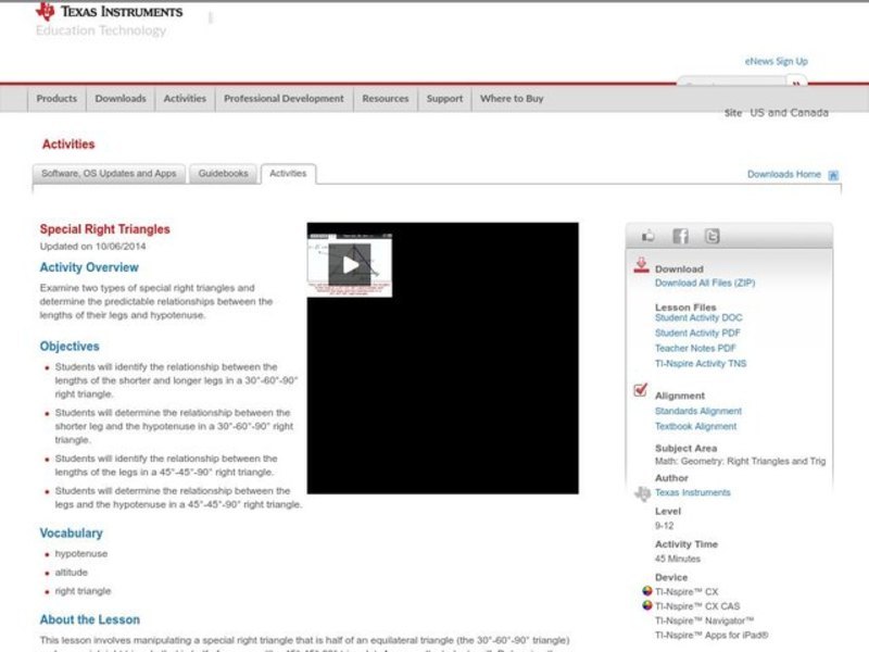 Special Right Triangles Lesson Plan