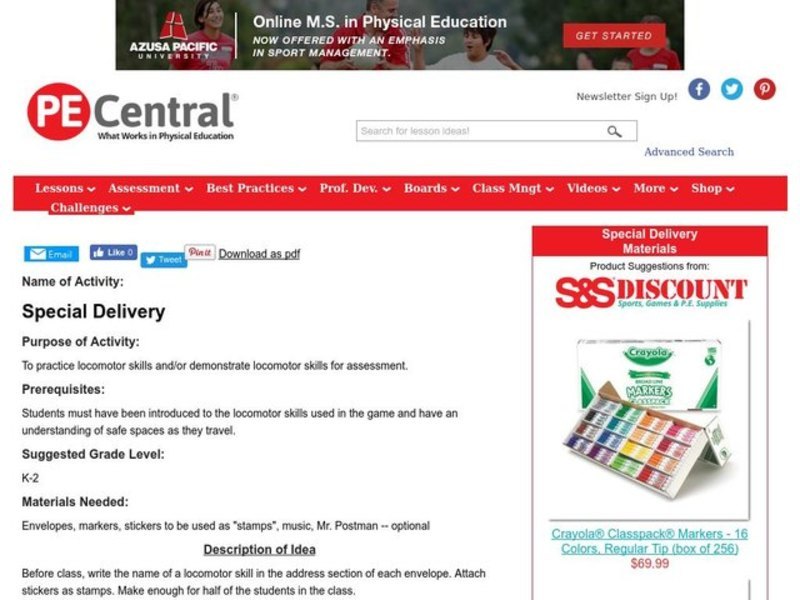 Special Delivery Lesson Plan