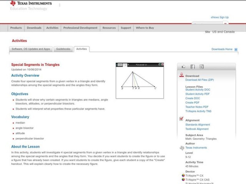 Special Segments in Triangles Lesson Plan