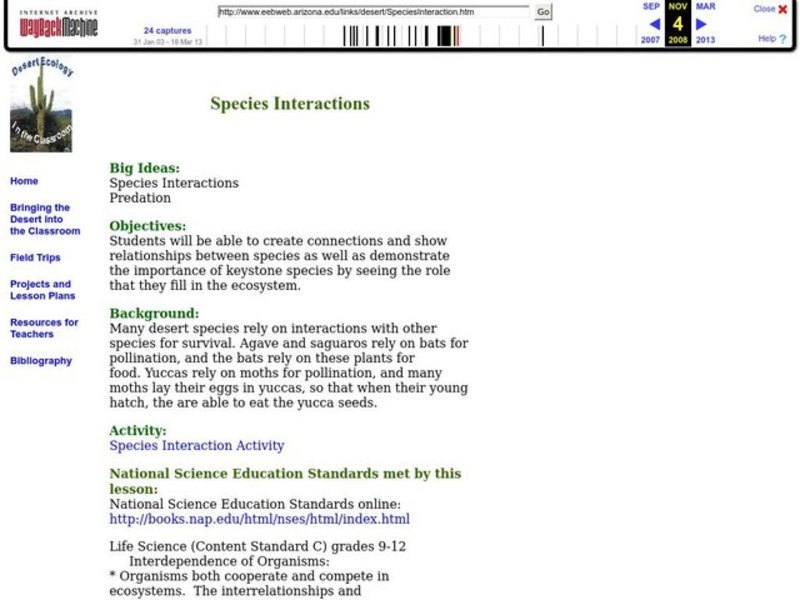 Species Interactions Lesson Plan