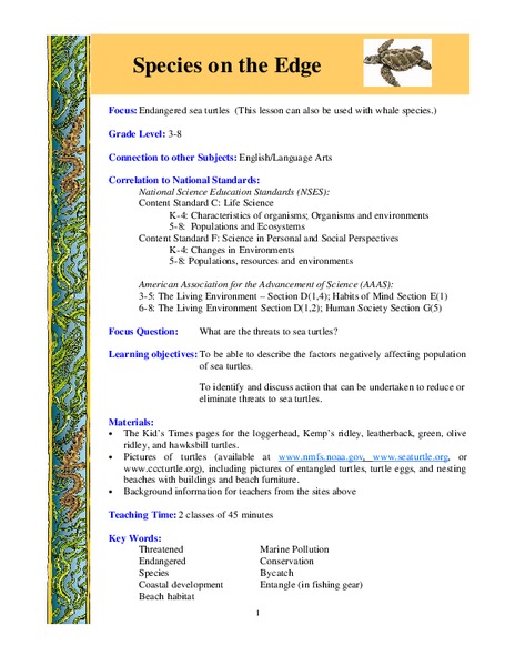 Species on the Edge Lesson Plan