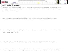 Specific Heat Worksheet