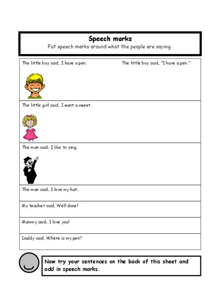 Speech Marks Worksheet