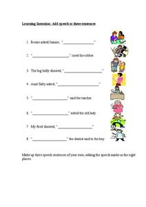 Speech Marks Worksheet