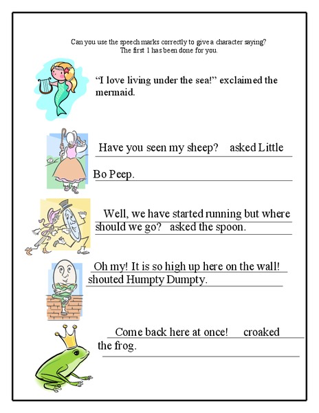 Speech Marks Worksheet