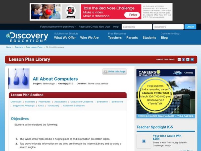 All About Computers Lesson Plan