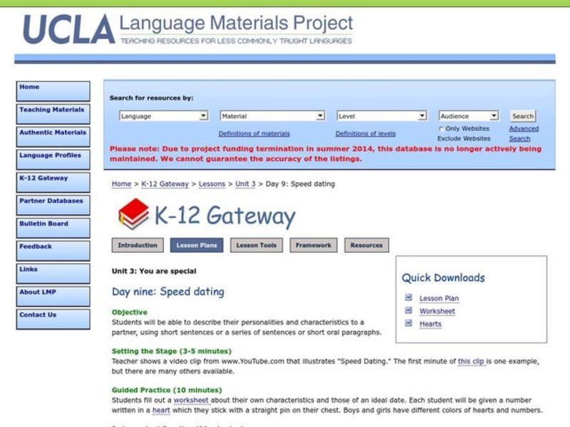 Speed Dating Lesson Plan