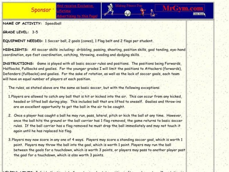 Speedball Lesson Plan