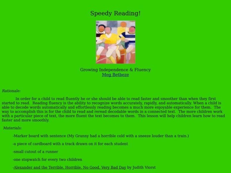 Speedy Reading! Lesson Plan