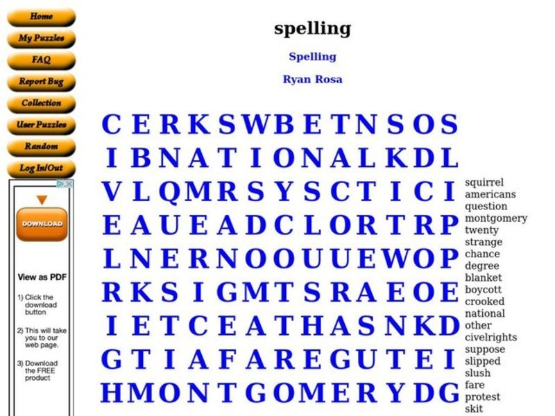 Spelling Worksheet