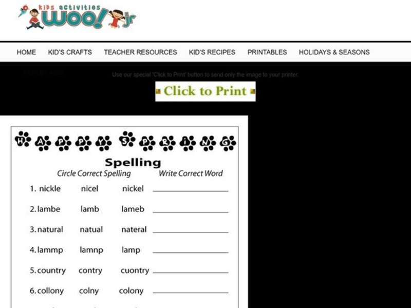 Spelling 2 Worksheet