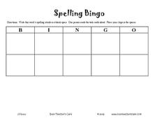 Spelling Bingo Worksheet
